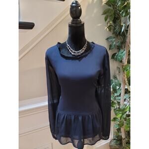 LOFT Outlet Blouse Women’s Size XXL Blue 100% Polyester Long Sleeve Top